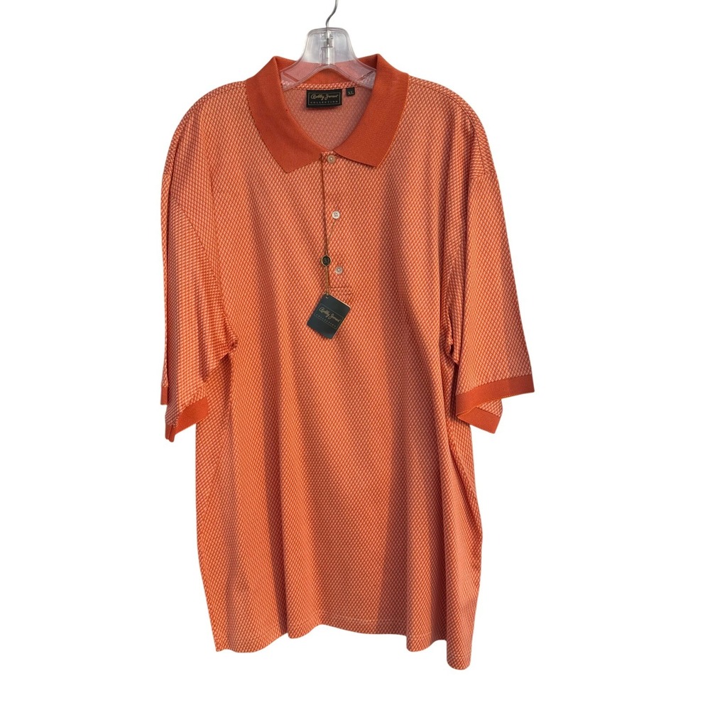 NWT Bobby Jones Collection Golf Polo Mens XL Orange Textured 100% Cotton Italy